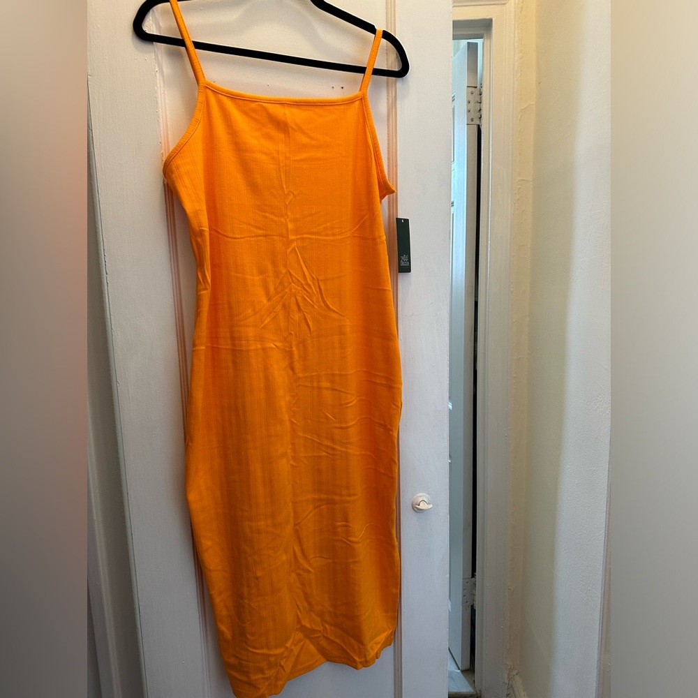 Orange midi dress